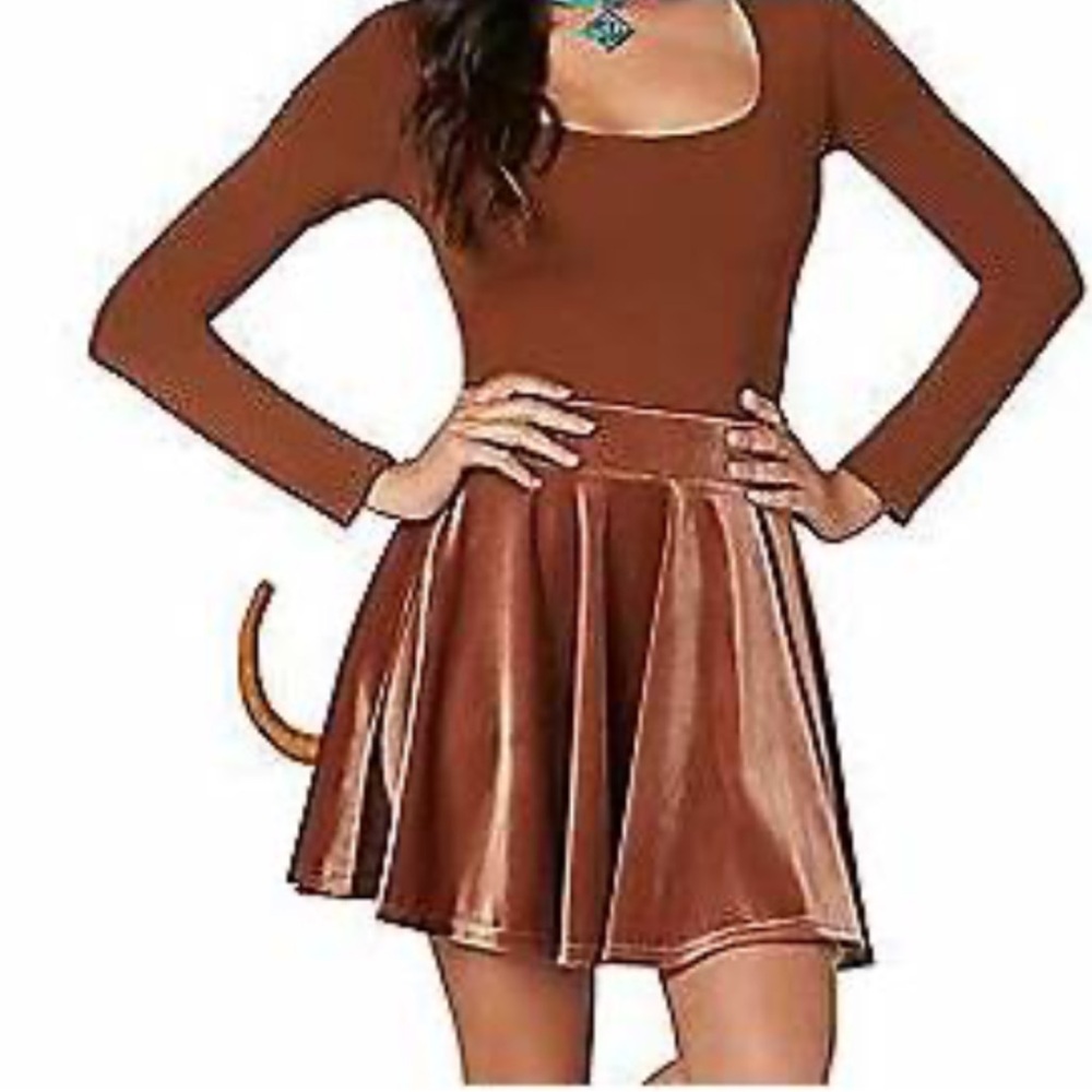 YUMIDAY Scooby Doo Brown Velvet Skirt With Detachable Tail Cosplay Size XL